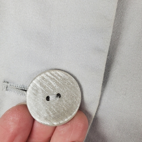 Sandro Jacket Womens Large Gray Silver Blazer Tie Waist Button Up 3/4 sleeves - Picture 6 of 13